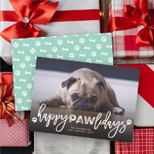 Fotopet Hund älskare i Lycklig Pawlidays-penselskr Julkort