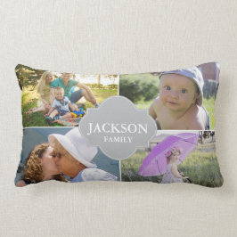 Fotopillows, 4 kollage foton med familjen namn lumbarkudde