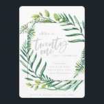 Fotopilot för lövlöv 21:a födelsedag inbjudningar<br><div class="desc">Bottenbarkfoto på 21:a födelsedag,  med vattenfärgade botaniska ämnen. En del av en samling.</div>