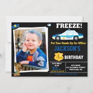 Fotopolisens födelsedagsinbjudan K9 hund Inbjudningar