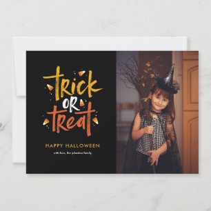 Fotoportet Bus eller godis Candy corn Halloween Inbjudningar