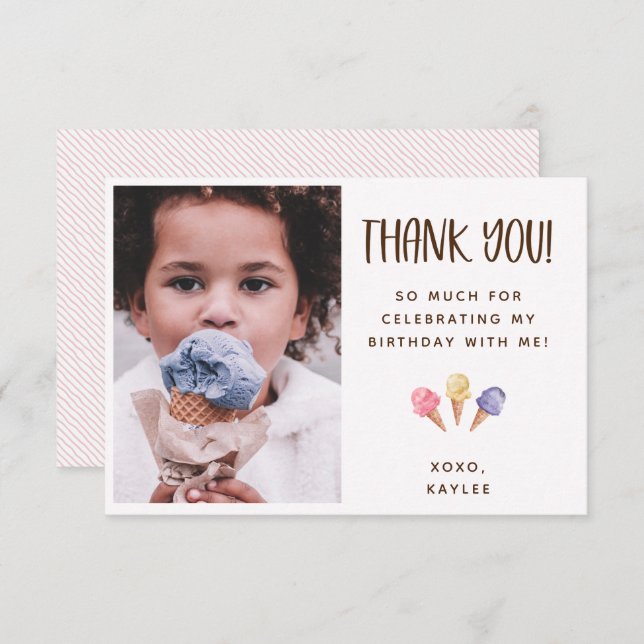 Fotoportet för Ice Cream-tema för Tack (Fram/baksida)