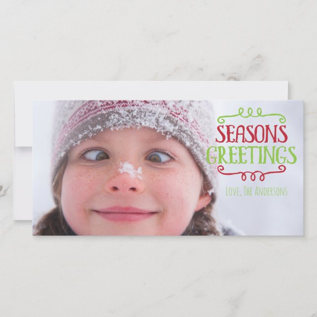 Fotoportet för julhälsning under säsongen julkort (Framsida)