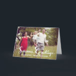 Fotoportet för säsongsmedelhälsningsskript för Hel Helgkort<br><div class="desc">Anpassadets helgdag-kort med visklik och snöflingor. Liknande artiklar finns i min butik.</div>