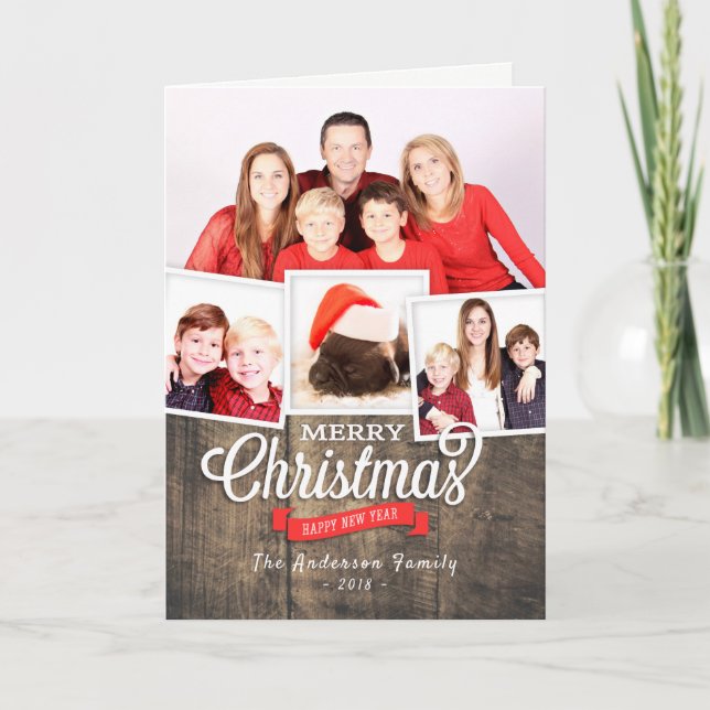 Fotoportet god jul Gott nytt år Hälsning Helgkort (Framsida)