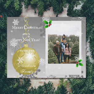 Fotoportet Guld Finare jul Ornament Helgdag Julkort