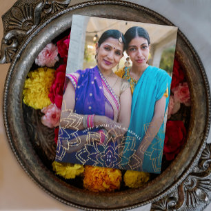 Fotoportet Guld Lotus Lycklig Diwali Helgdag Julkort
