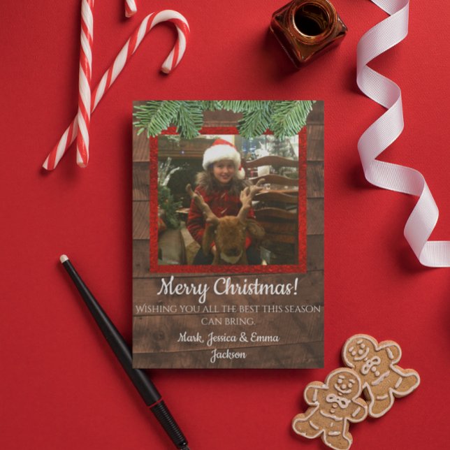 Fotoportet land jul Barnwood och Gräs Inbjudningar (Skapare uppladdad)