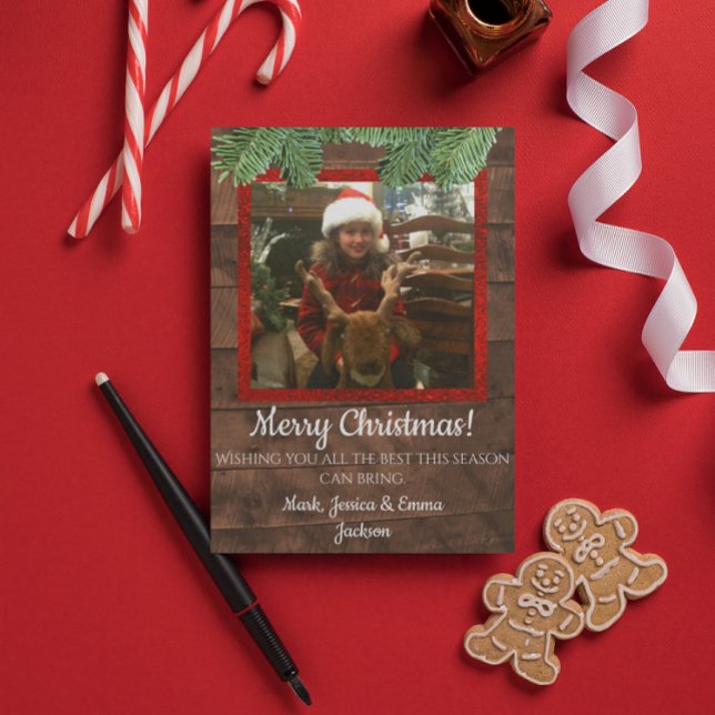 Fotoportet land jul Barnwood och Gräs Julkort (Skapare uppladdad)