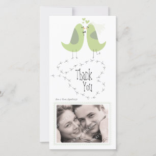 Fotoportet Love birds i Grönten Bröllop Tack Kort