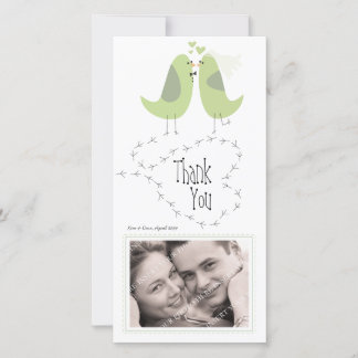 Fotoportet Love birds i Grönten Bröllop Tack Kort
