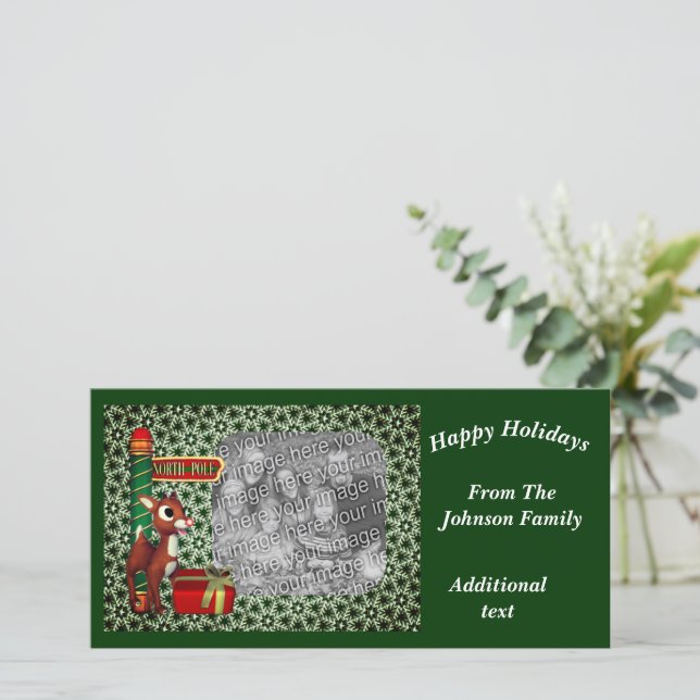 Fotoportet North Pole Reindeer jul - Helgdag Julkort (Stående Fram)