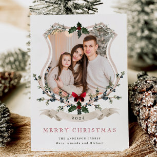 Fotoportet Rustic-julfamiljen Julkort
