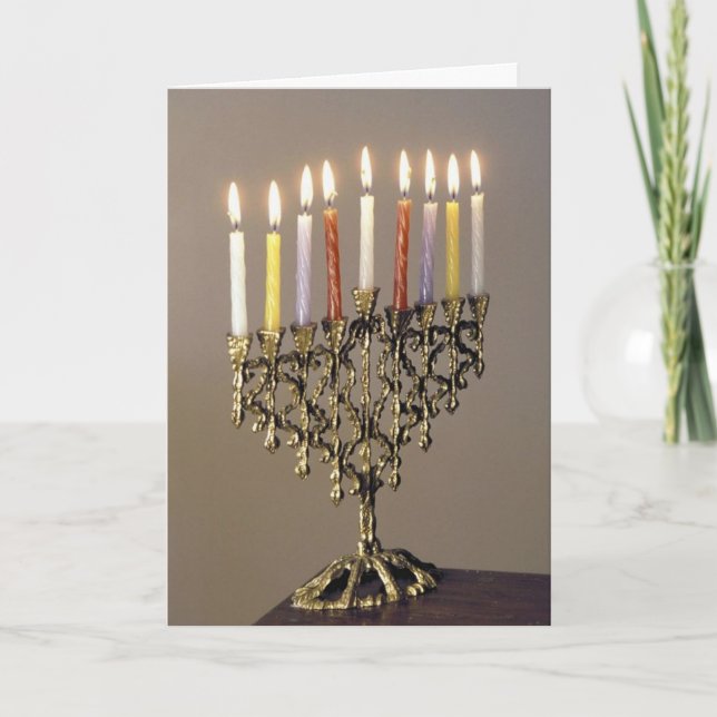 Fotoportet silver Driedel Chanukah Helgkort (Framsida)