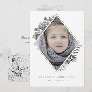 Fotoportet Silver Grått botaniskt Elegant Helgdag Julkort