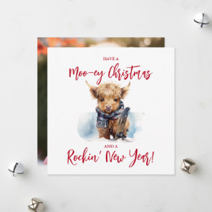 Fotoportet Square Highland Cow jul Julkort