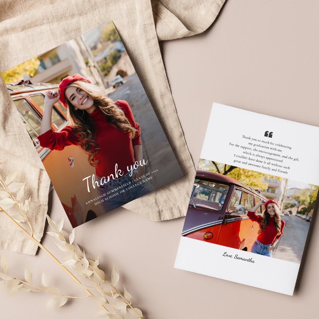 Fotoportet Studenten 2025 Photo Grad Tack Anteckningskort (Graduation 2025 Photo Grad Thank You Photo Card)