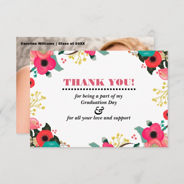 Fotoportet Studenten Tack Inbjudningar (Fram/baksida)