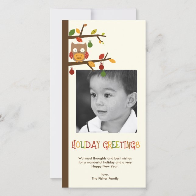 Fotoportet Uggla i jul Julkort (Framsida)