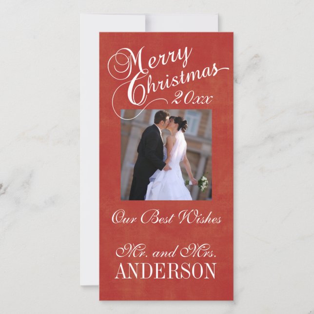 Fotoportskort i Hälsning under första jul Newlywed Julkort (Framsida)