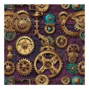 Fotopresentation av Steampunk Maskiner Fototryck