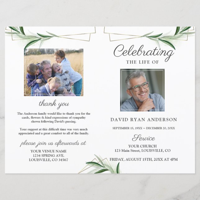 Fotoprogram för Olive Guld-serviceorder för minnes (Framsida)