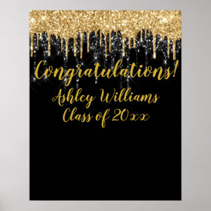 Fotoprop Grad för Black Guld Glitter Studenten Poster