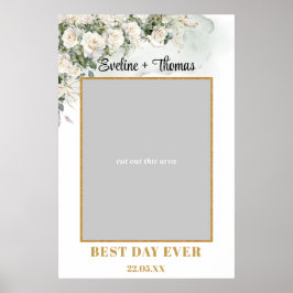 Fotopropp för Boho Vit ros Greenery bröllop Poster