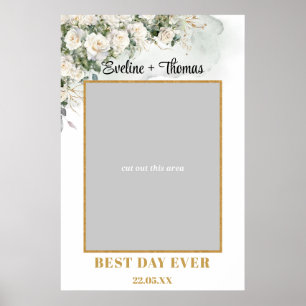 Fotopropp för Boho Vit ros Greenery bröllop Poster