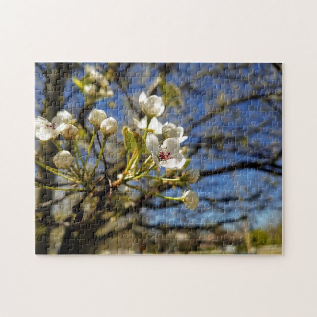 Fotopussel av kreativ vit träd-blomma (Horisontell)