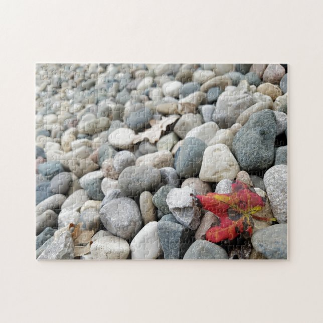 Fotopussel för kreativ Fall löv sten (Horisontell)