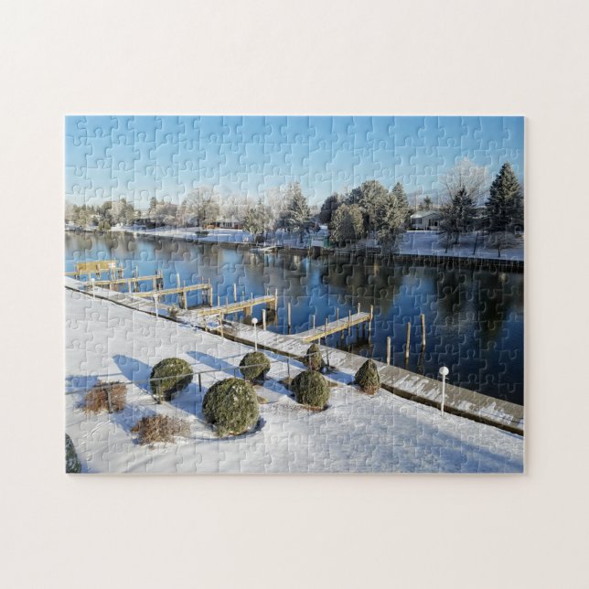 Fotopussel i vatten under vintern kreativ (Horisontell)