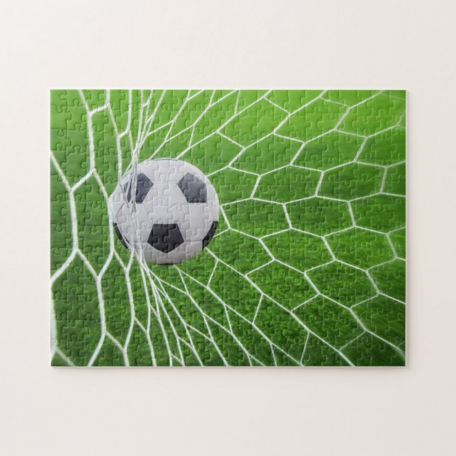 Fotopussel med fotboll och nätfoto (Horisontell)