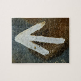 Fotopussel med vit pil