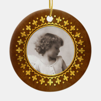 fotoram för runda Fleur-de-lis Julgransprydnad Keramik