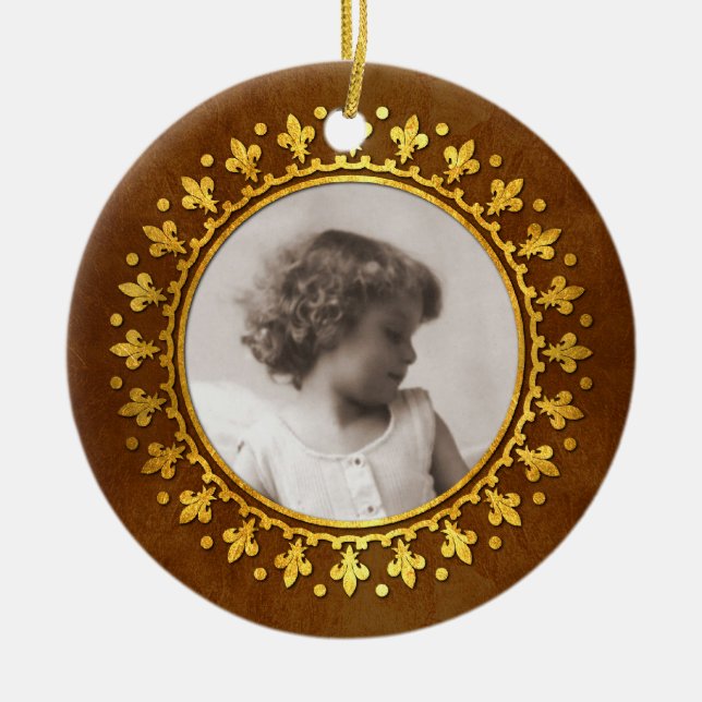 fotoram för runda Fleur-de-lis Julgransprydnad Keramik (Framsidan)