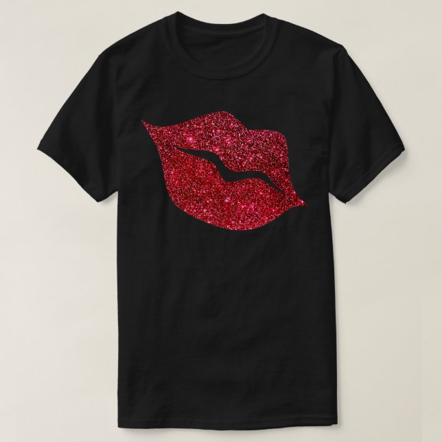 Fotorealistisk Red Glitter Läppar T Shirt (Design framsida)