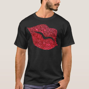 Fotorealistisk Red Glitter Läppar T Shirt
