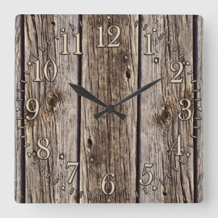 Fotorealistisk skorpa, Weasted Wood Board Fyrkantig Klocka