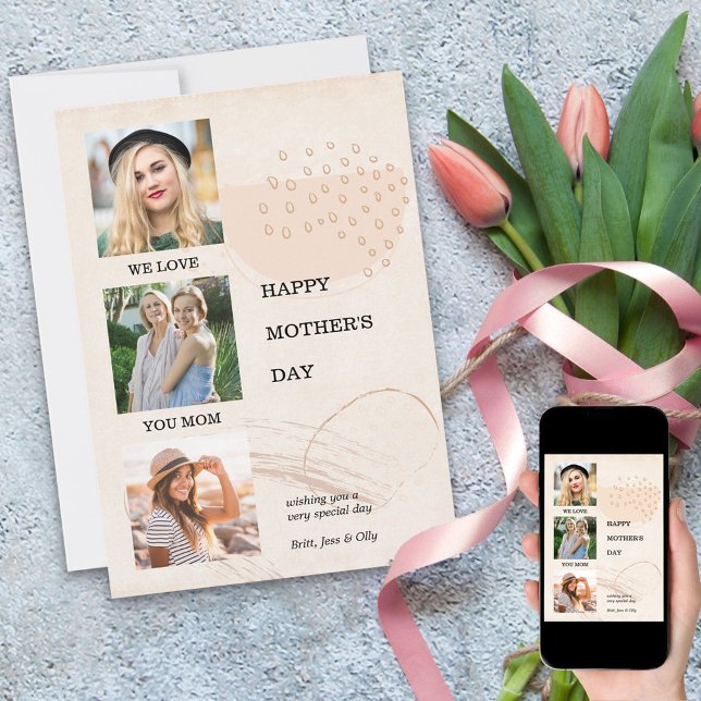 Fotoredigerbar Abstrakt för Mors dag Modern Shape  Julkort (Skapare uppladdad)