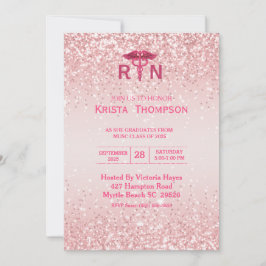 Fotoregistrerat Nurse Studenten Rosa Glitter Inbjudningar