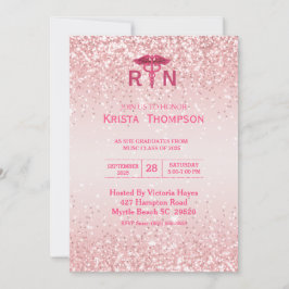Fotoregistrerat Nurse Studenten Rosa Glitter Inbjudningar
