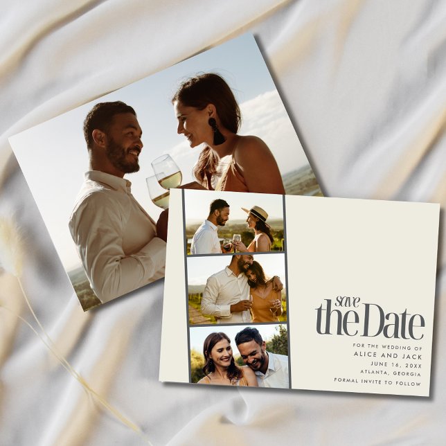 Fotoremsan Modern Bröllop spara datum Datumet (Photo Strip Modern Wedding Save the Date)