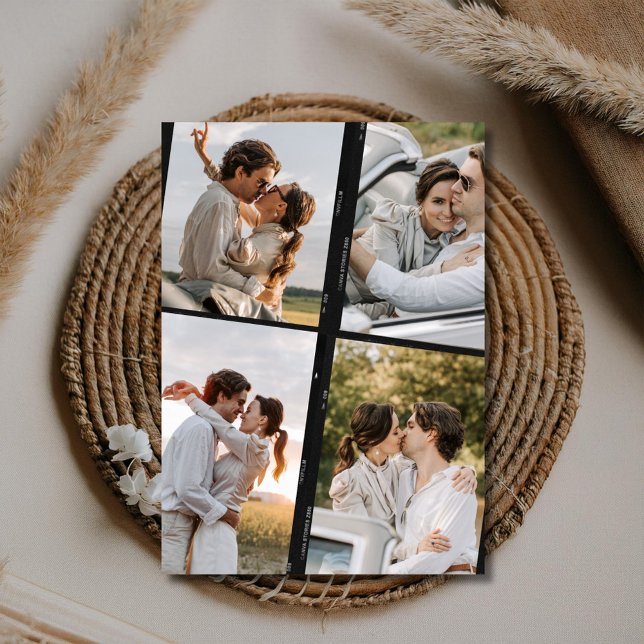 Fotoremsan Modern Bröllop spara datum Spara Datumet (Photo Strip Modern Wedding Save the Date)