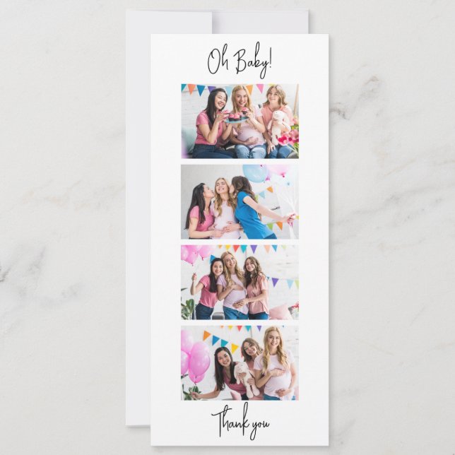 Fotoremsor Photobooth Baby Shower-tackkort Spara Datumet (Framsida)
