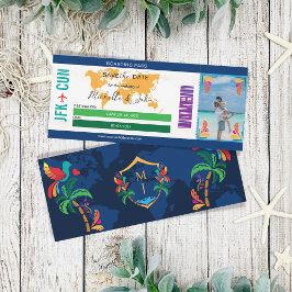 Fotoreseboardingpass Mexiko Spara datum Inbjudningar