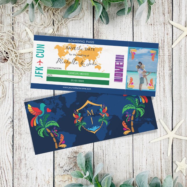 Fotoreseboardingpass Mexiko Spara datum Inbjudningar (Skapare uppladdad)