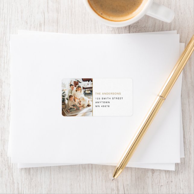 Fotoreturadress - etikett jul-Guld Adressetikett (Insitu)