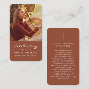Fotoriktoriskt terracotta Bränn Orange Prayer-kort Visitkort
