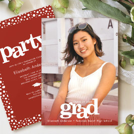 Fotoröd fet modern grad party enkel elegant inbjudningar
